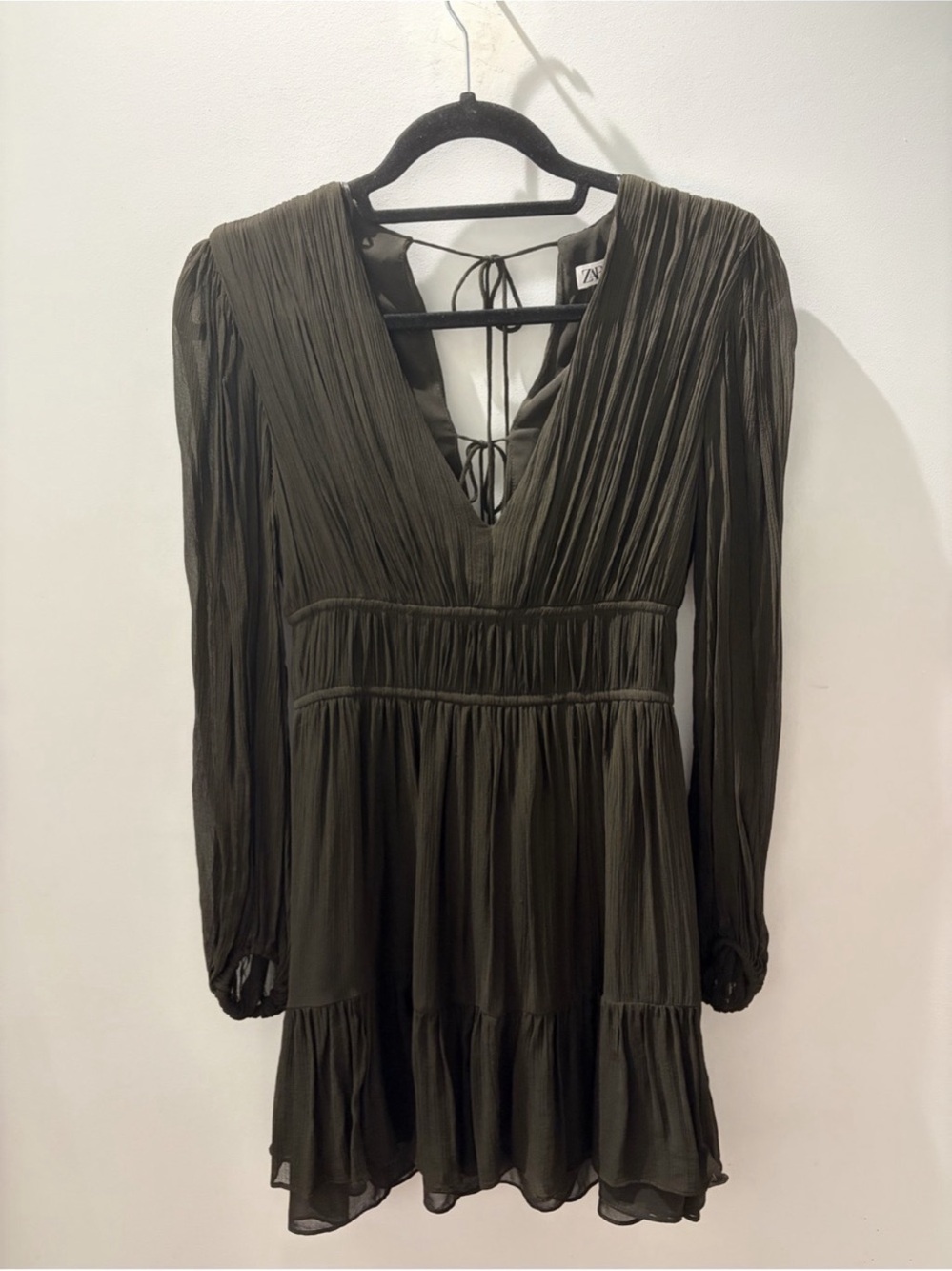 Zara Pleated Mini Dress in charcoal- Like New